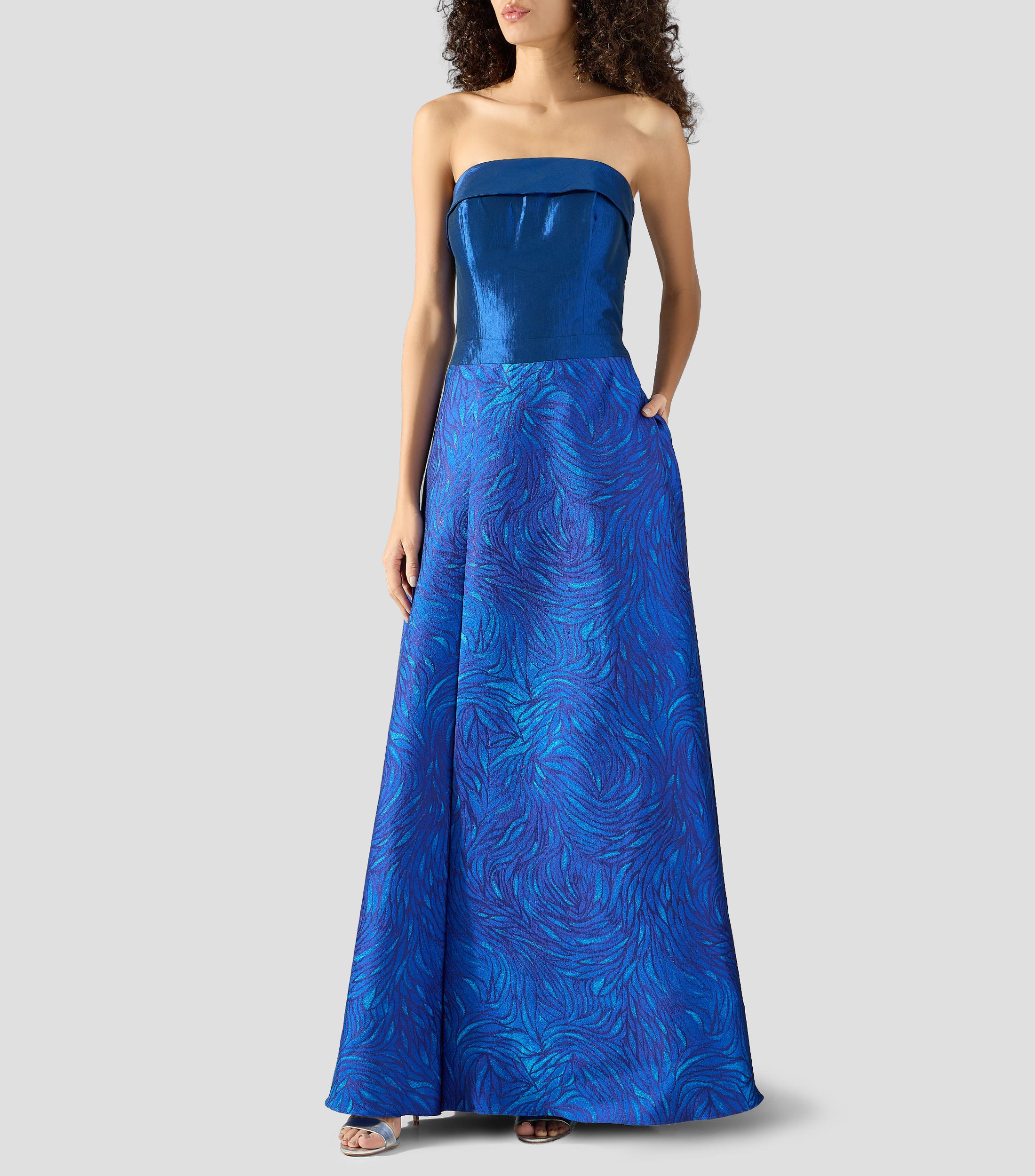 Vestido de fiesta largo estampado Mujer